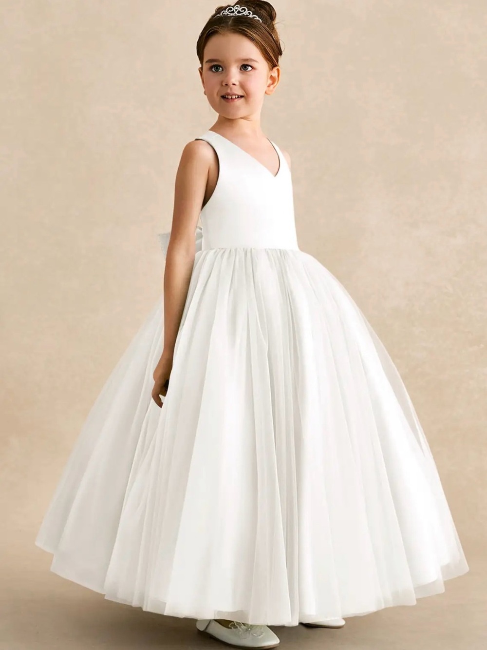 Azazie White Tulle Flower Girl Dress